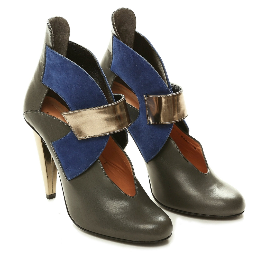 Roland Mouret | Shoes | Leather Blue Silver Metal Heels